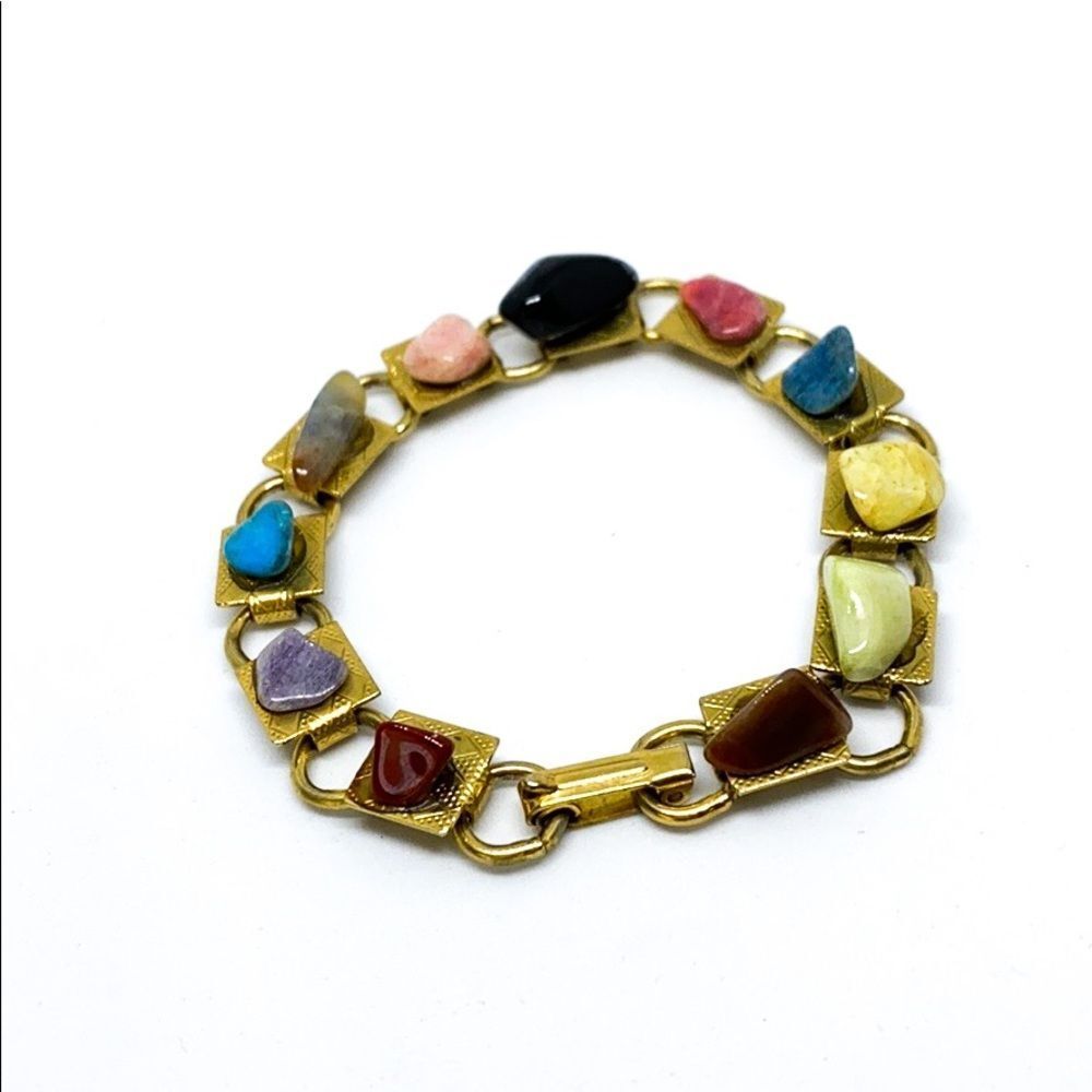 Vintage Multi stone Brass Bracelet